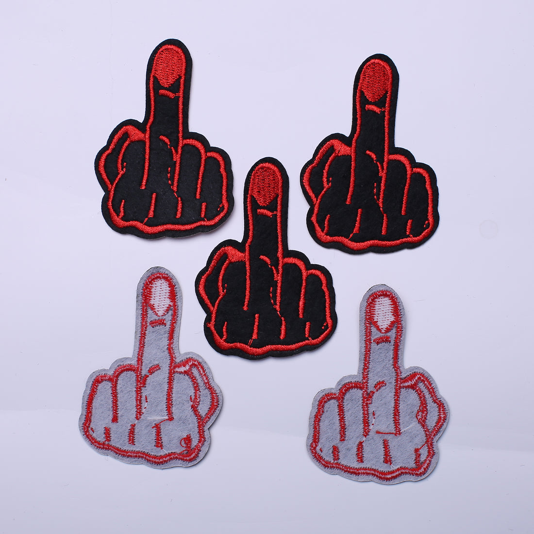 5Pcs Middle Finger Embroidered Iron on Patch for Clothes, Iron-on Patches / Sew-on Appliques Patches for Clothing, Jackets, Backpacks, Caps, Jeans