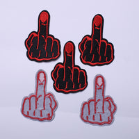 5Pcs Middle Finger Embroidered Iron on Patch for Clothes, Iron-on Patches / Sew-on Appliques Patches for Clothing, Jackets, Backpacks, Caps, Jeans