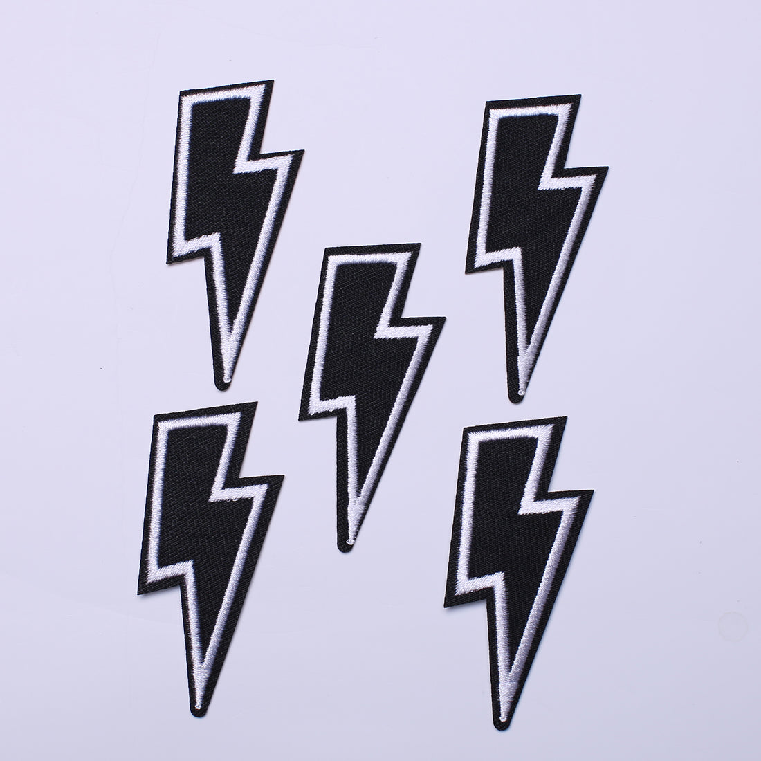 5Pcs Black Lightning Embroidered Iron on Patch for Clothes, Iron-on Patches / Sew-on Appliques Patches for Clothing, Jackets, Backpacks, Caps, Jeans