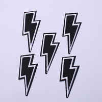 5Pcs Black Lightning Embroidered Iron on Patch for Clothes, Iron-on Patches / Sew-on Appliques Patches for Clothing, Jackets, Backpacks, Caps, Jeans