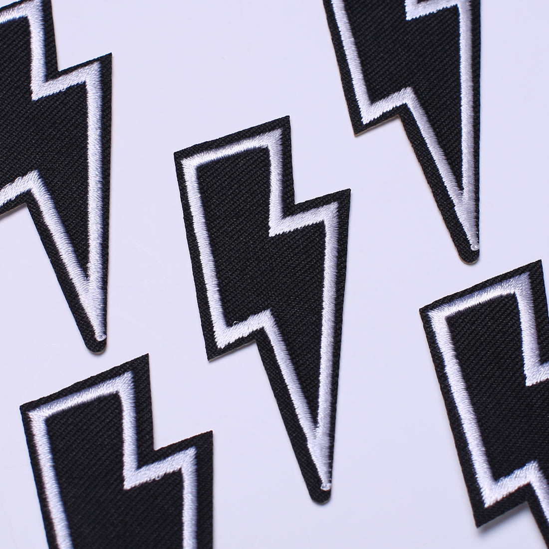 5Pcs Black Lightning Embroidered Iron on Patch for Clothes, Iron-on Patches / Sew-on Appliques Patches for Clothing, Jackets, Backpacks, Caps, Jeans