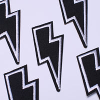 5Pcs Black Lightning Embroidered Iron on Patch for Clothes, Iron-on Patches / Sew-on Appliques Patches for Clothing, Jackets, Backpacks, Caps, Jeans