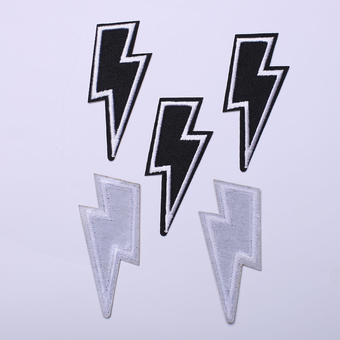 5Pcs Black Lightning Embroidered Iron on Patch for Clothes, Iron-on Patches / Sew-on Appliques Patches for Clothing, Jackets, Backpacks, Caps, Jeans