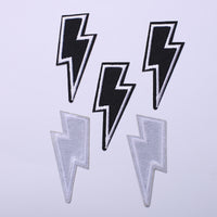 5Pcs Black Lightning Embroidered Iron on Patch for Clothes, Iron-on Patches / Sew-on Appliques Patches for Clothing, Jackets, Backpacks, Caps, Jeans