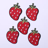 5Pcs Cute Strawberry Embroidered Iron on Patch for Clothes, Iron-on Patches / Sew-on Appliques Patches for Clothing, Jackets, Backpacks, Caps, Jeans