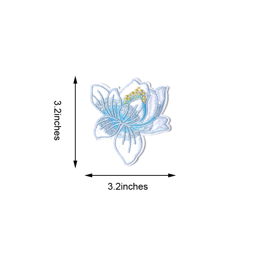 Embroidered Iron on Patches, Cute Sewing Applique for Clothes Dress, 3.14 inch Flowers