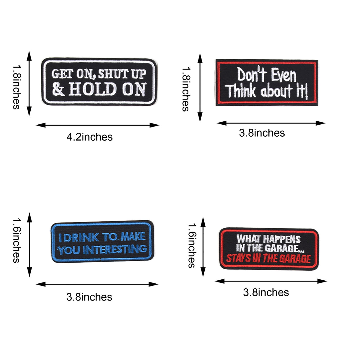 Words Slogan Cool Embroidered Iron on Patches, Cute Sewing Applique, Don't Even Think about It Set.