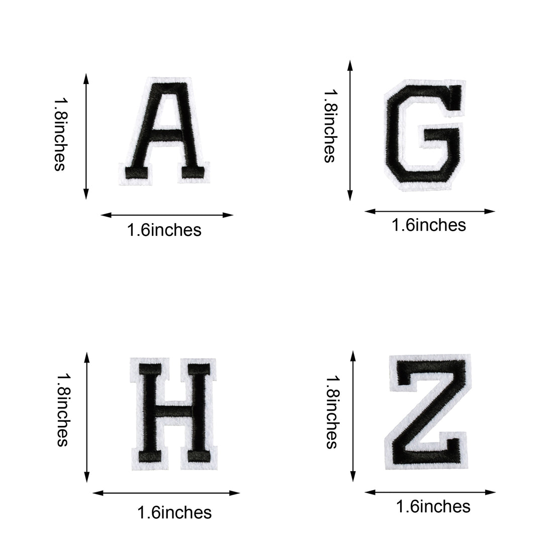 Iron on Sew on Letter Patches for Clothes, 26pcs Alphabet A to Z, Classic Black