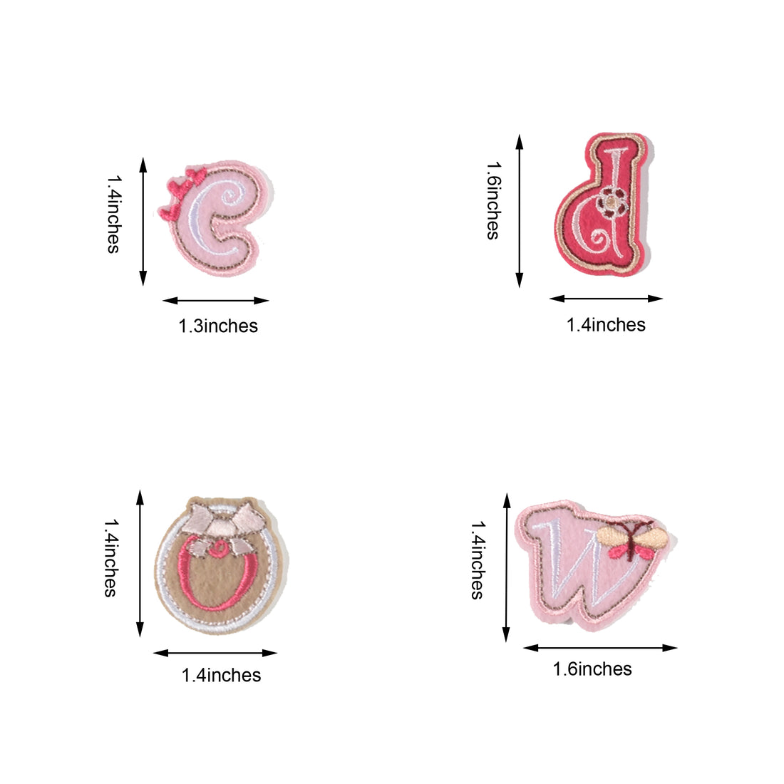 Iron on Sew on Letter Patches for Clothes, 26pcs Alphabet A to Z, Pink Sheep