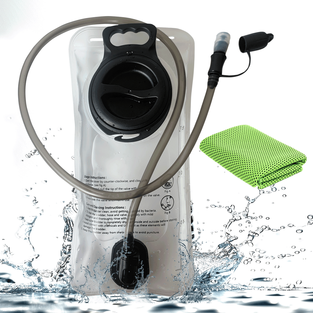 White EVA Water Bladder with Cooling Towel Hydration Backpack 2L Large Capacity Water Bags Reservoir For Running Cycling Hydration Water Storage Bag