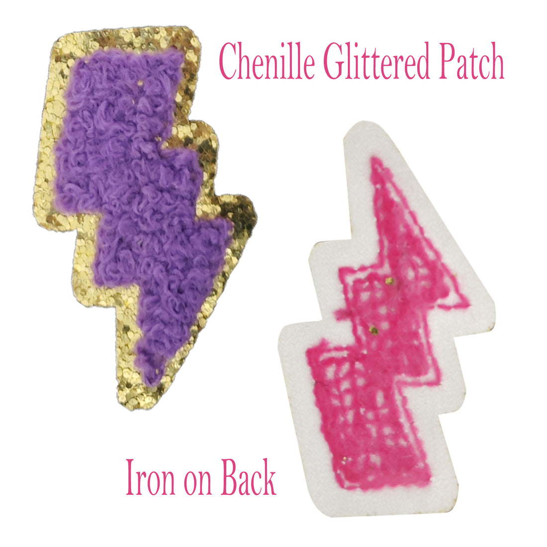 12PCS Different Lightning Chenille Patches, Colorful Chenille Patches, Bright Vivid Colors, Sew on/Iron on Glitter Patch Applique for Clothes, Dress, Hat, Jeans, DIY Accessories