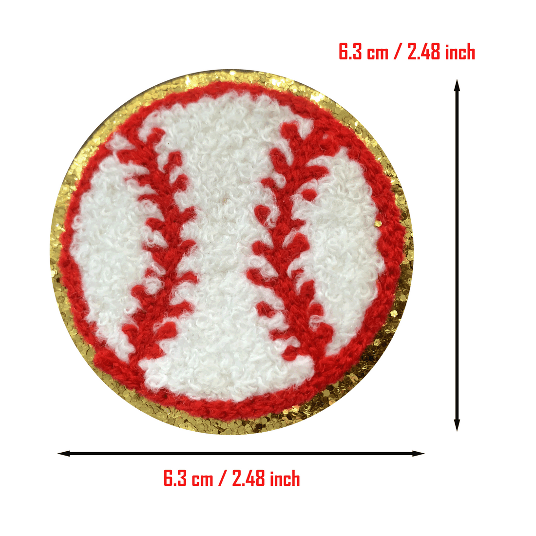 12PCS Baseball Chenille Patches, Ball Chenille Patches, Bright Vivid Colors, Sew on/Iron on Glitter Patch Applique for Clothes, Dress, Hat, Jeans, DIY Accessories