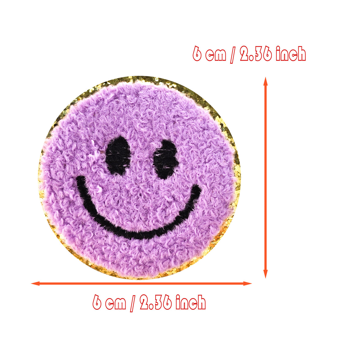 12PCS Different Color Smiling Chenille Patches, Colorful Circle Chenille Patches, Bright Vivid Colors, Sew on/Iron on Glitter Patch Applique for Clothes, Dress, Hat, Jeans, DIY Accessories