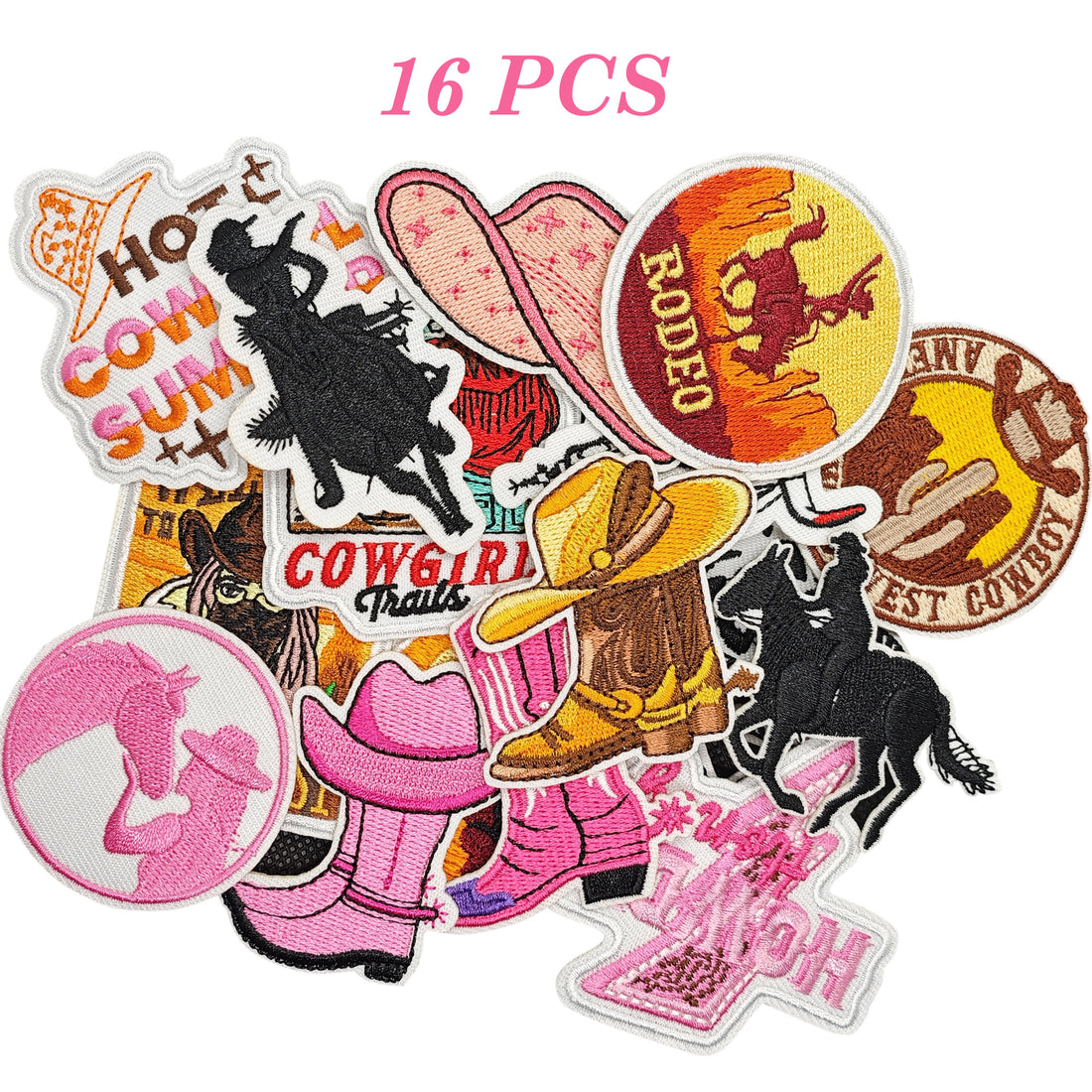 16Pcs Cowgirl Iron on Embroidered Patches Howdy Wild West Embroidered Iron on Patch Sew on Applique for Clothes, Iron-on Patches / Sew-on Appliques Patches for Clothing, Jackets, Backpacks, Caps, Jeans