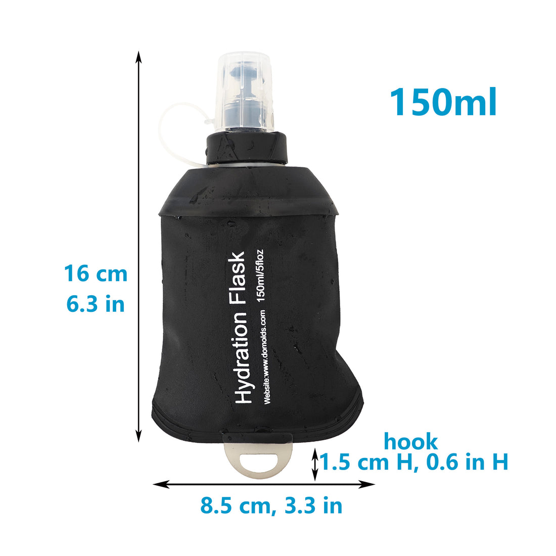 150ml 250ml 500ml Black Recycable, food-graded, safety collapsible soft flask Collapsible Water Bottle Foldable Water Bottle Soft Flask 500ml for Running, Cycling, Camping, Hiking