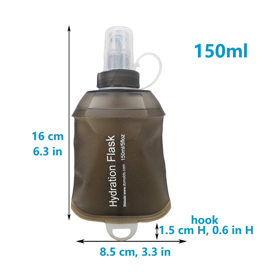 150ml 250ml 500ml Gray Recycable, food-graded, safety collapsible soft flask Collapsible Water Bottle Foldable Water Bottle Soft Flask 500ml for Running, Cycling, Camping, Hiking
