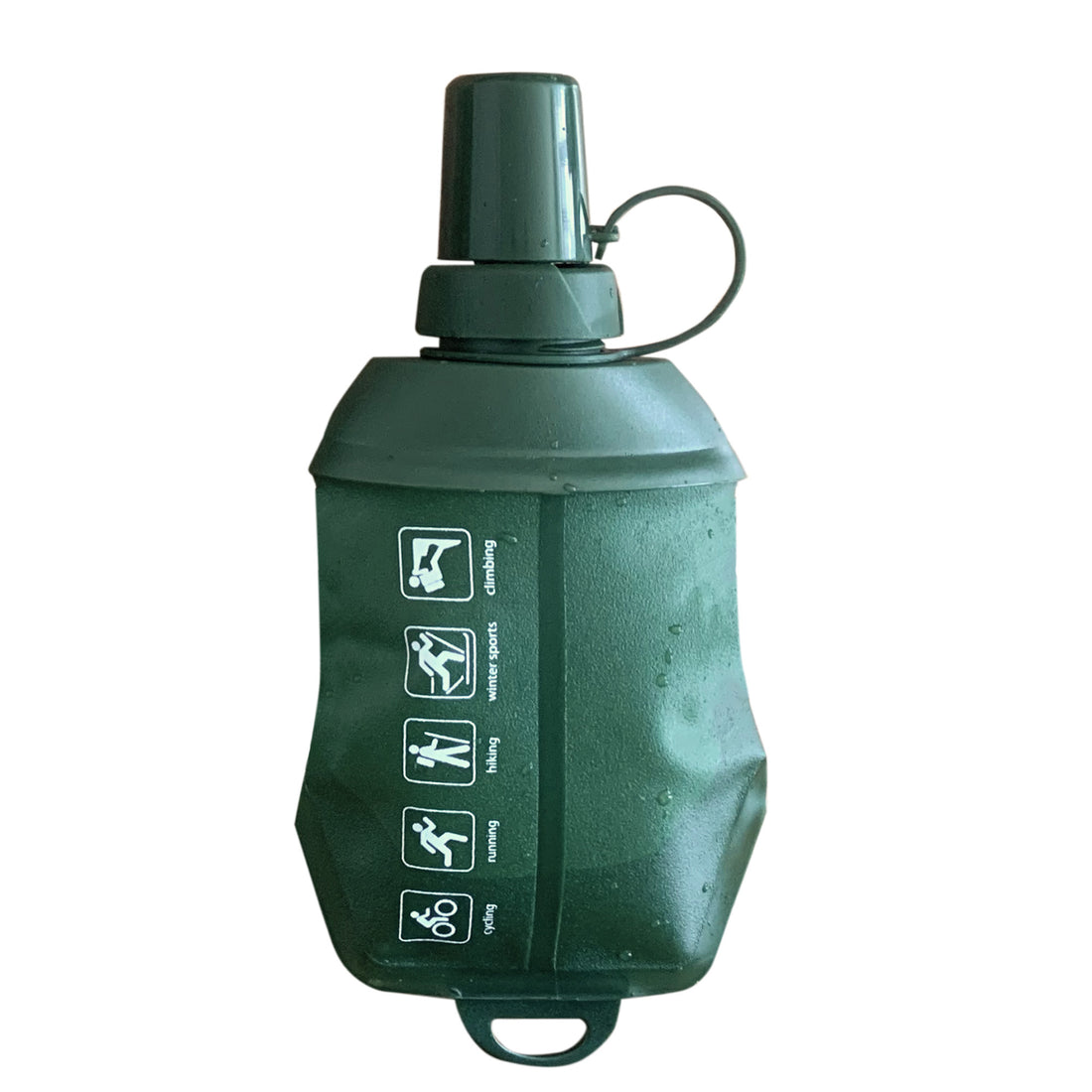 150ML Army Green Recycable, food-graded, safety collapsible soft flask hydration bottle FDA approved leakproof soft flask for running, hiking, camping, travelling etc
