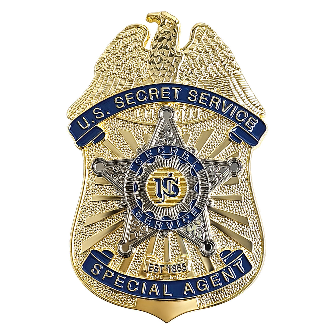 Secret Service Alloy Metal Badge Golden Metal Pin on Badge for Costume Decoration