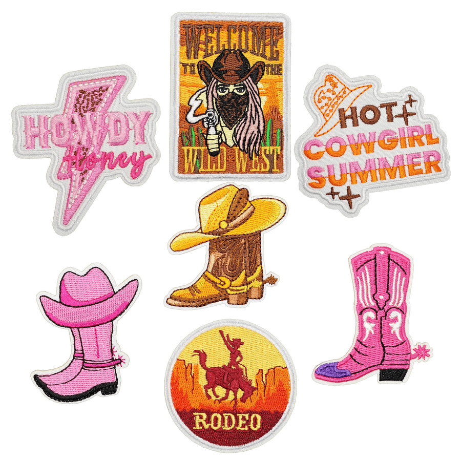 16Pcs Cowgirl Iron on Embroidered Patches Howdy Wild West Embroidered Iron on Patch Sew on Applique for Clothes, Iron-on Patches / Sew-on Appliques Patches for Clothing, Jackets, Backpacks, Caps, Jeans