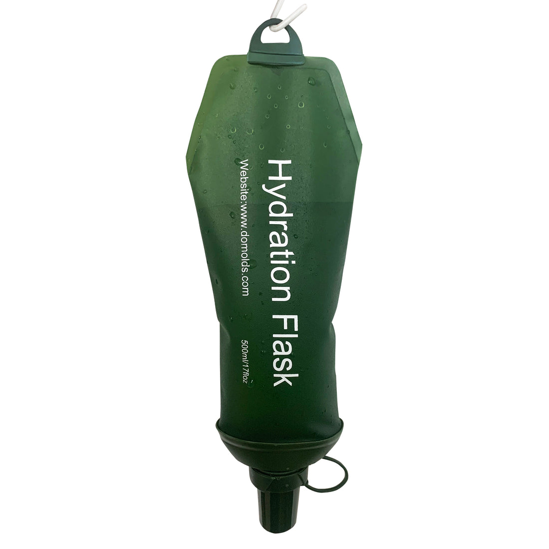 500ml Army Green Recycable, food-graded, safety collapsible soft flask hydration bottle FDA approved leakproof flask for camping, running, hiking etc