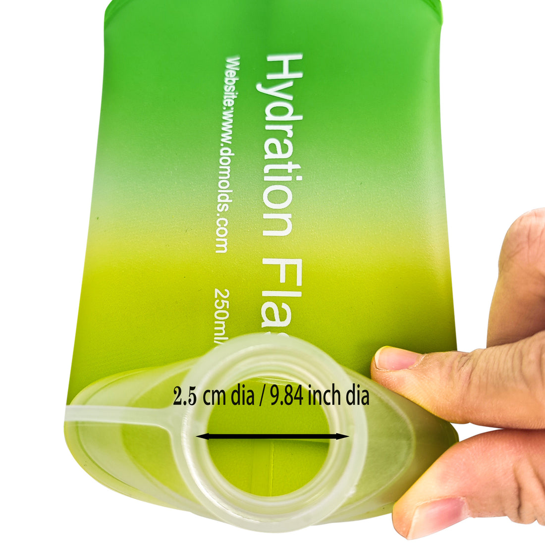 250ml Green Gradient Recycable, food-graded, safety collapsible soft flask hydration bottle FDA approved leakproof flask