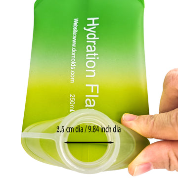 250ml Green Gradient Recycable, food-graded, safety collapsible soft flask hydration bottle FDA approved leakproof flask