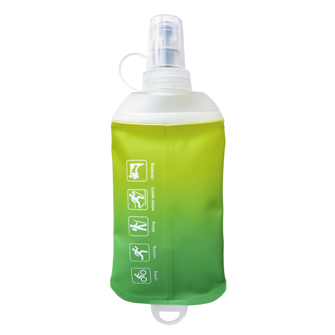 250ml Green Gradient Recycable, food-graded, safety collapsible soft flask hydration bottle FDA approved leakproof flask