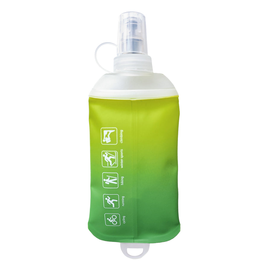 250ml Green Gradient Recycable, food-graded, safety collapsible soft flask hydration bottle FDA approved leakproof flask
