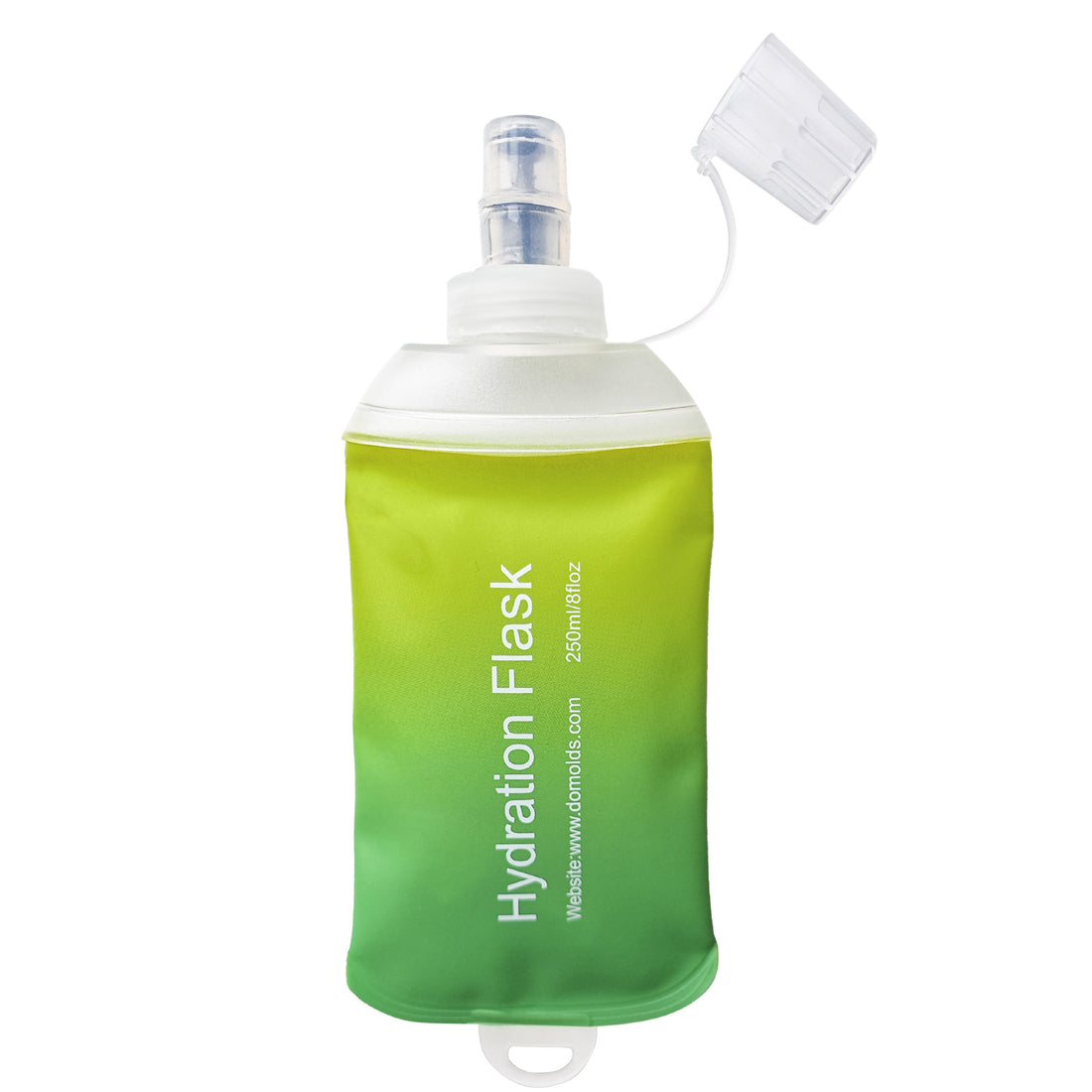 250ml Green Gradient Recycable, food-graded, safety collapsible soft flask hydration bottle FDA approved leakproof flask