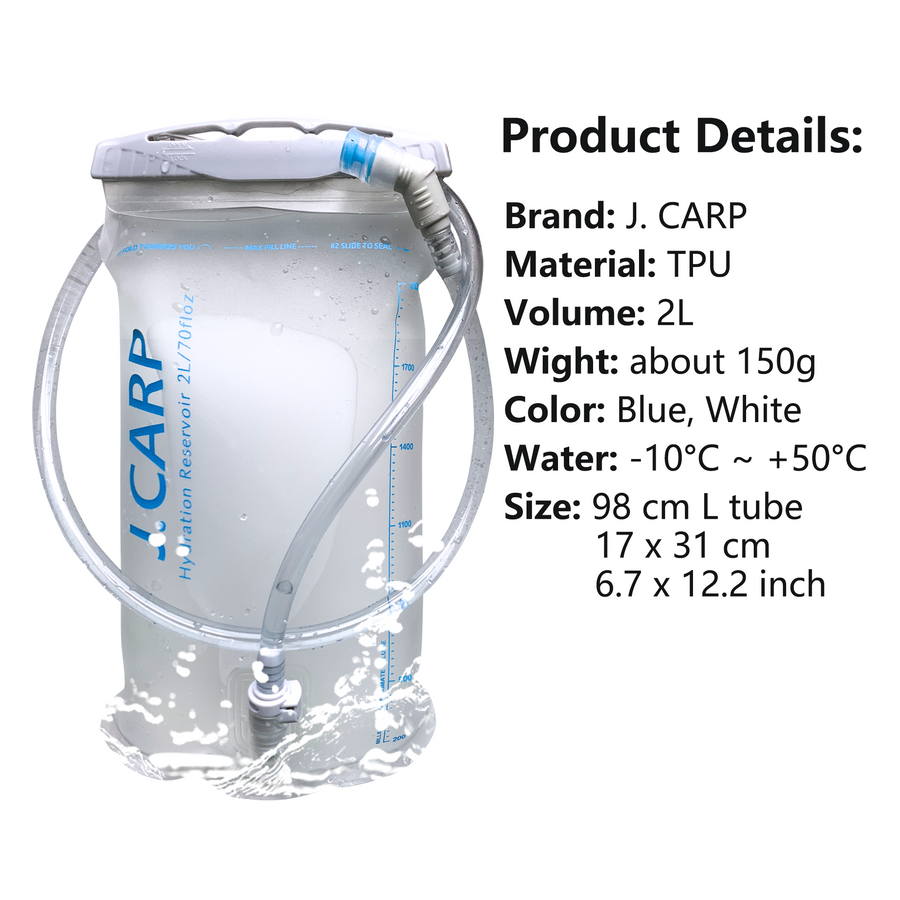 White Water Bladder Hydration Backpack 2L Large Capacity TPU Water Bags Reservoir For Running Cycling Hydration Water Storage Bag