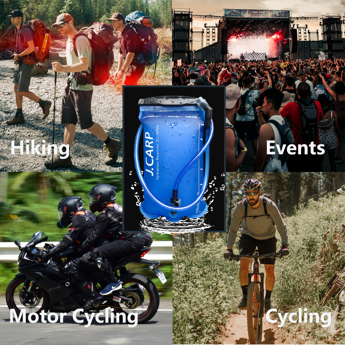 Blue Water Bladder Hydration Backpack 2L Large Capacity TPU Water Bags Reservoir For Running Cycling Hydration Water Storage Bag