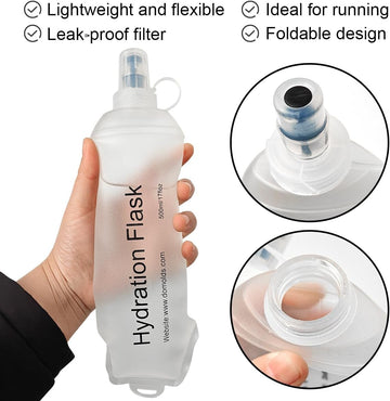 500ml 250ml 150ml See Through White Recycable, food-graded, safety collapsible soft flask hydration bottle FDA approved leakproof flask for camping, running, hiking etc