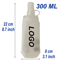 White Soft Water Flask 300 ML BPA Free Food Safety Running Water Bottle Collapsible Flask For Racing, Hiking, Camping, Cycling