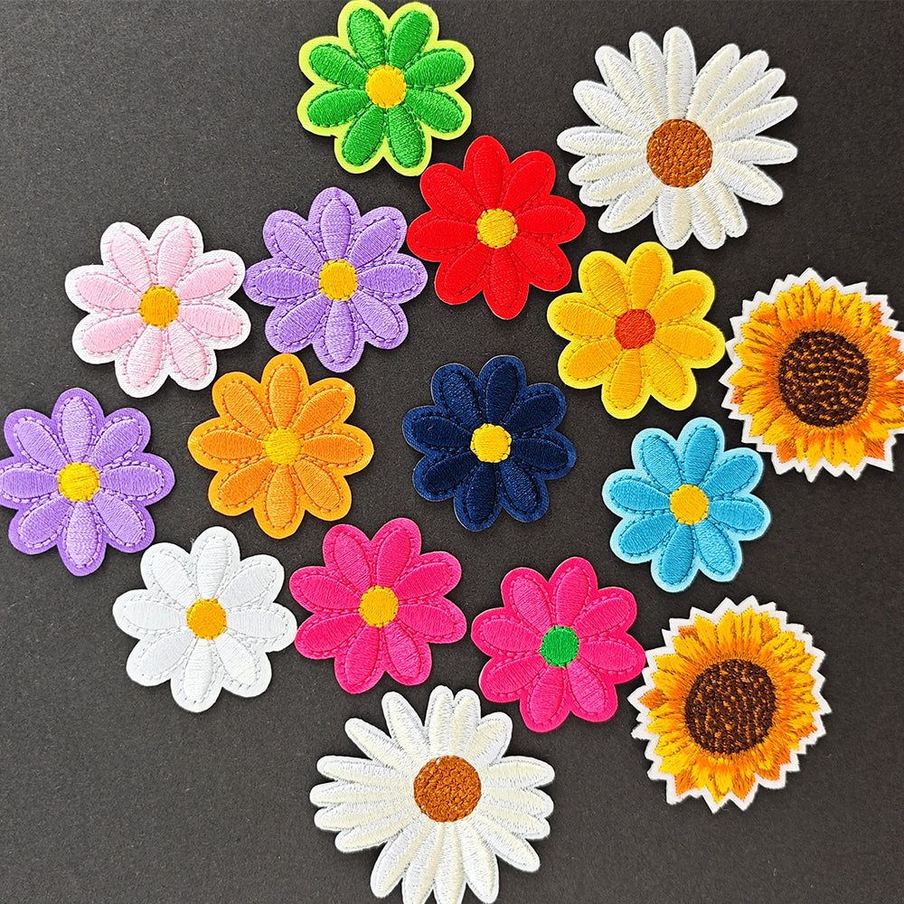 36Pcs Bee and Flowers Patches Embroidered Iron on Vivid Flowers Bright Color Patch for Clothes, Iron-on Patches / Sew-on Appliques Patches for Clothing, Jackets, Backpacks, Caps, Jeans