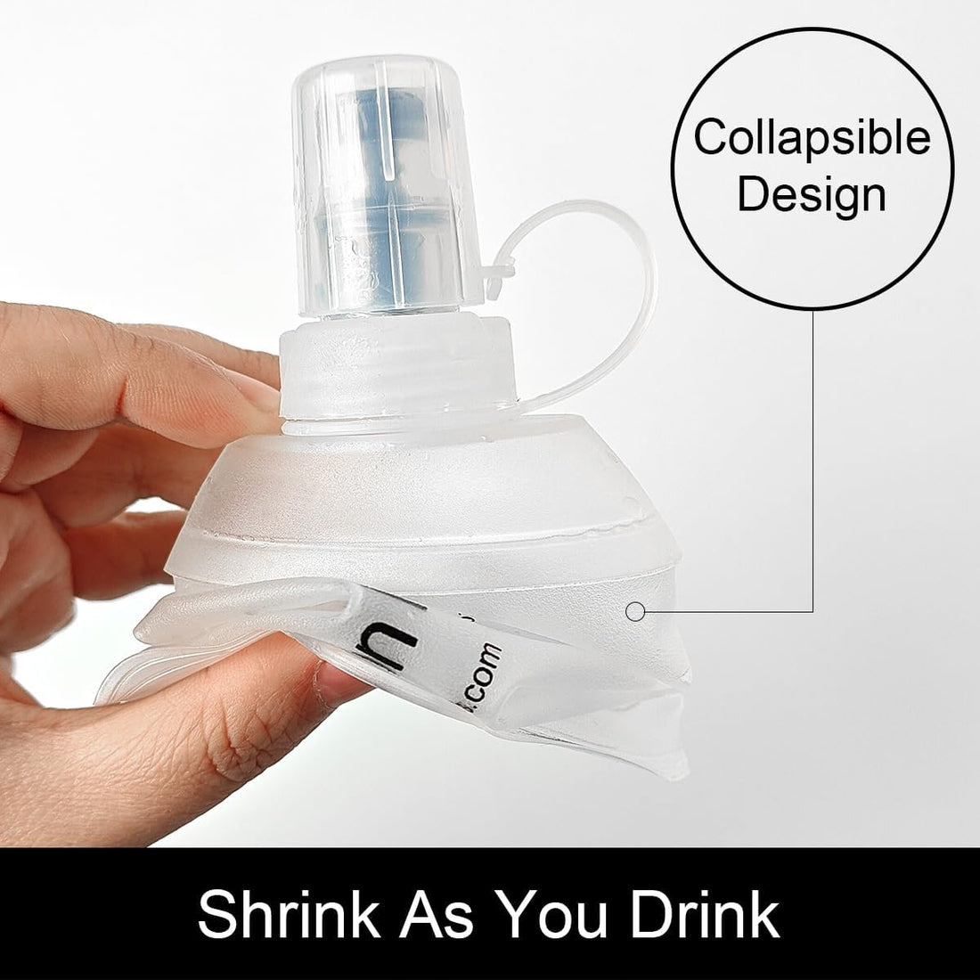 500ml 250ml 150ml See Through White Recycable, food-graded, safety collapsible soft flask hydration bottle FDA approved leakproof flask for camping, running, hiking etc