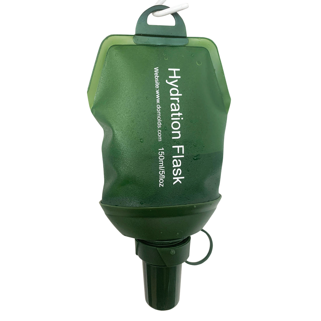150ML Army Green Recycable, food-graded, safety collapsible soft flask hydration bottle FDA approved leakproof soft flask for running, hiking, camping, travelling etc