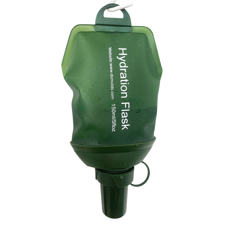 150ML Army Green Recycable, food-graded, safety collapsible soft flask hydration bottle FDA approved leakproof soft flask for running, hiking, camping, travelling etc