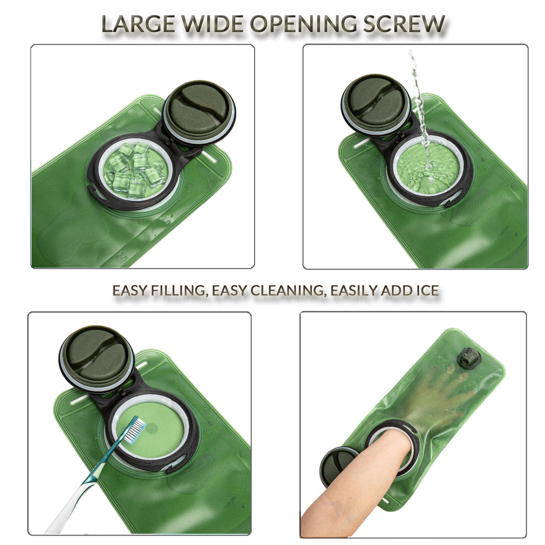 Army Green Water Bladder Hydration Backpack 2L Large Capacity EVA Water Bags Reservoir For Running Cycling Hydration Water Storage Bag