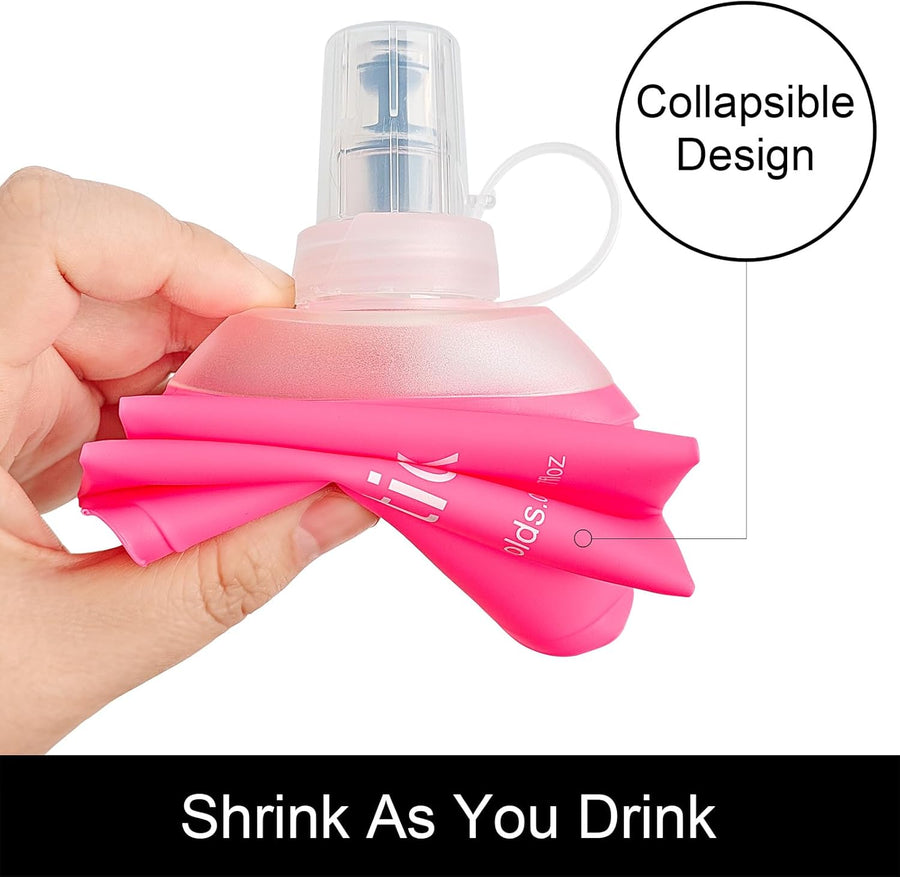 500ML Pink Soft TPU Flask Running Water Bottle Water Flask Hydration Flasks for Hiking Camping Running Travelling