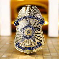 Secret Service Alloy Metal Badge Golden Metal Pin on Badge for Costume Decoration