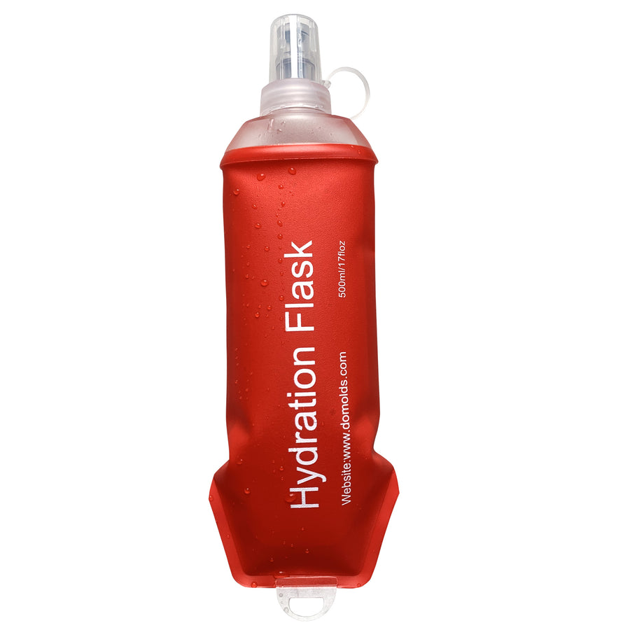 500ML Red Soft TPU Flask Running Water Bottle Water Flask Hydration Flasks for Hiking Camping Running Travelling