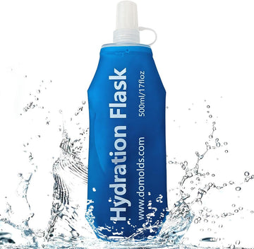 150ml 250ml 500ml Ocean Blue Recycable, food-graded, safety collapsible soft flask hydration bottle FDA approved leakproof flask for camping, running, hiking etc