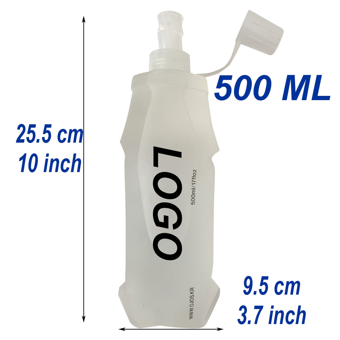 White Soft Water Flask 300 ML 500 ML BPA Free Food Safety Running Water Bottle Collapsible Flask For Racing, Hiking, Camping, Cycling