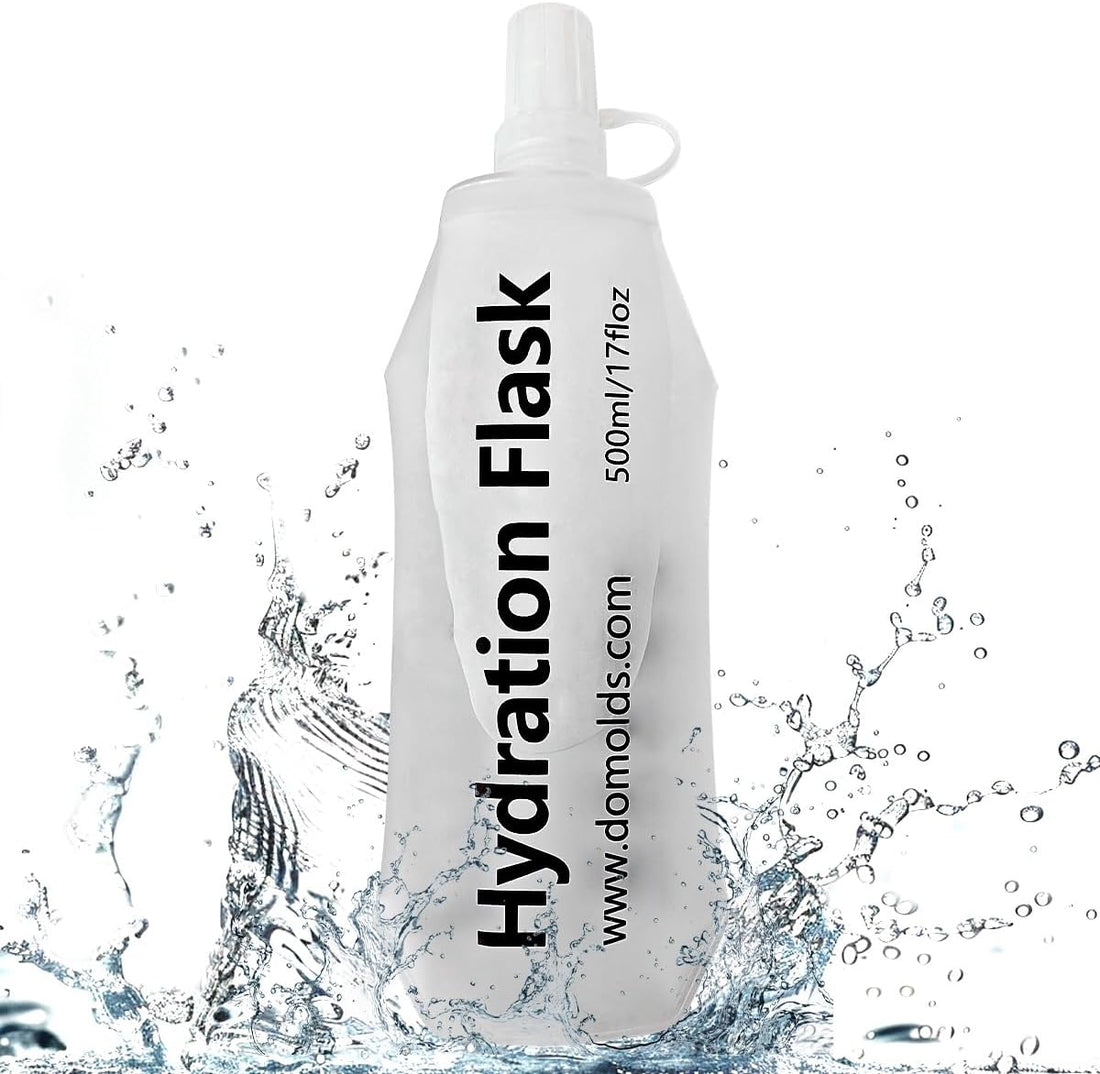 150ml 250ml 500ml White Recycable, food-graded, safety collapsible soft flask hydration bottle FDA approved leakproof flask for camping, running, hiking etc