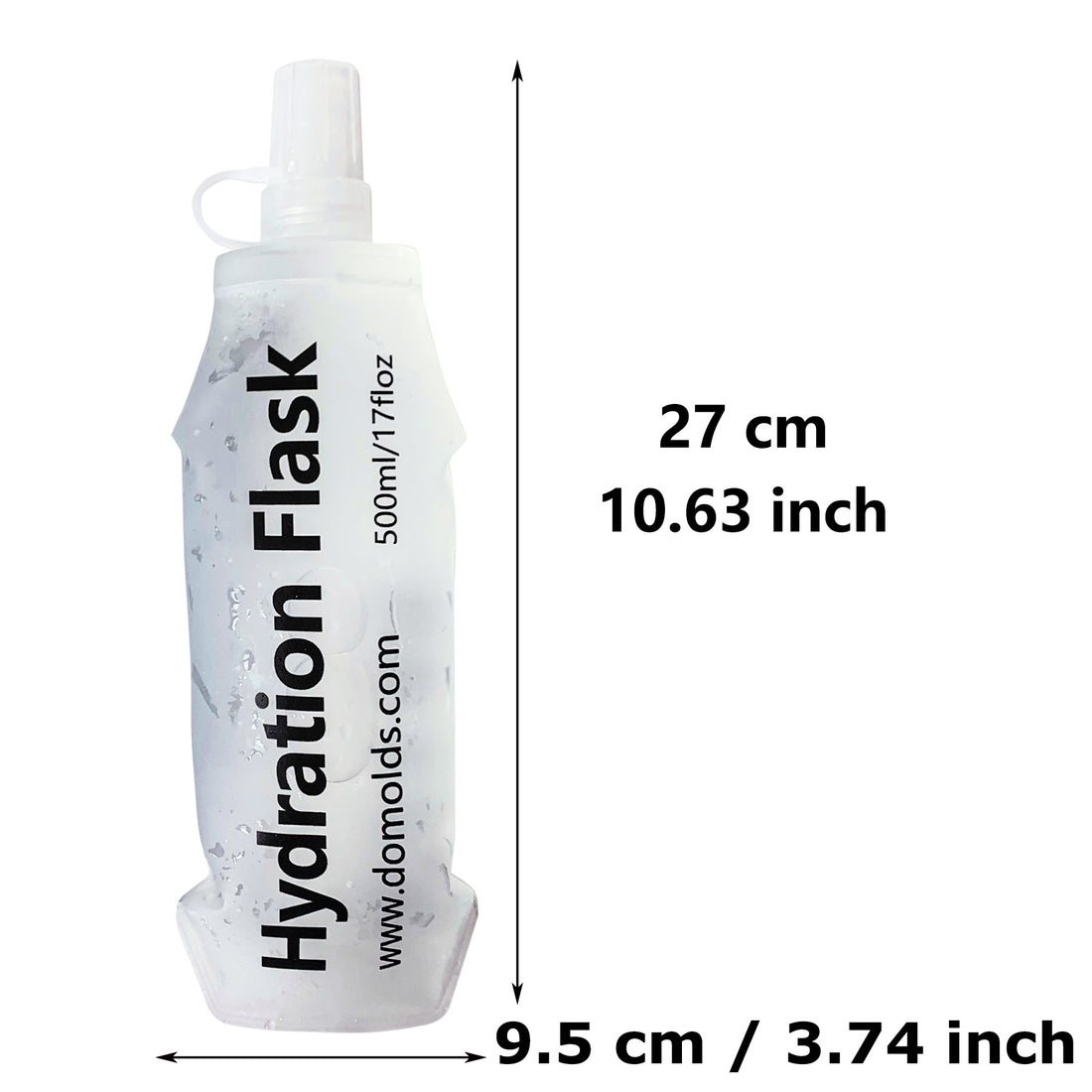 150ml 250ml 500ml White Recycable, food-graded, safety collapsible soft flask hydration bottle FDA approved leakproof flask for camping, running, hiking etc