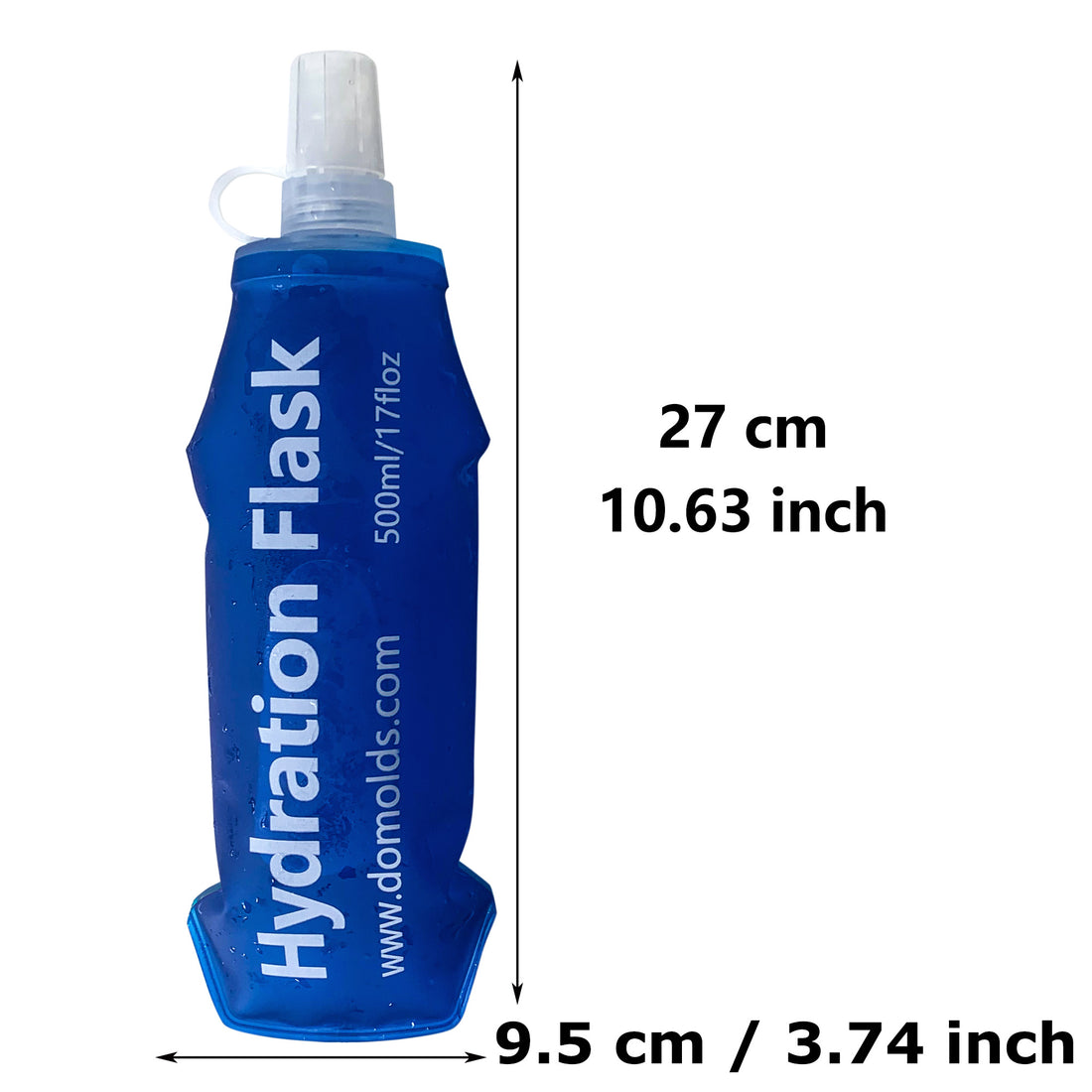 150ml 250ml 500ml Ocean Blue Recycable, food-graded, safety collapsible soft flask hydration bottle FDA approved leakproof flask for camping, running, hiking etc