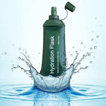 500ml Army Green Recycable, food-graded, safety collapsible soft flask hydration bottle FDA approved leakproof flask for camping, running, hiking etc