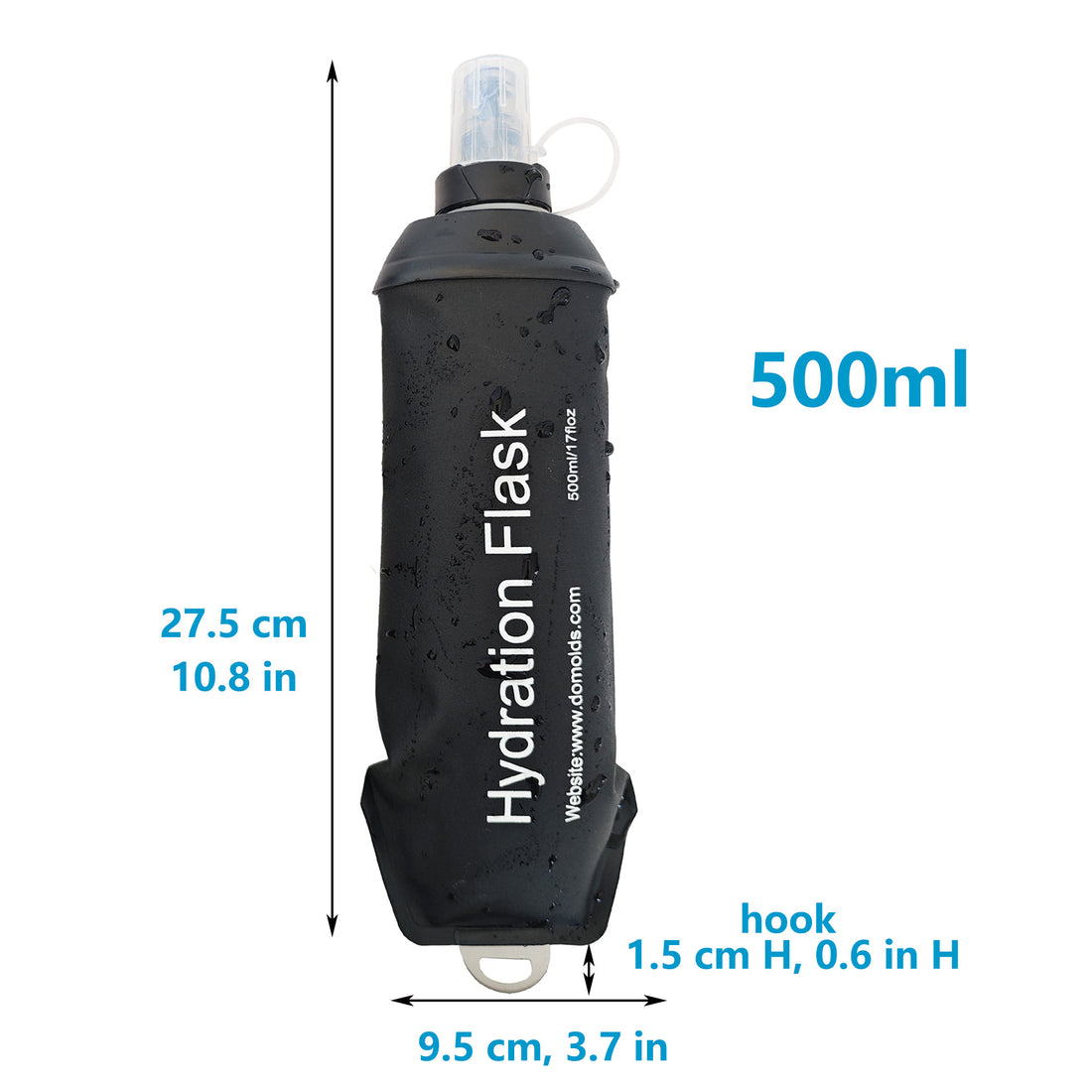 150ml 250ml 500ml Black Recycable, food-graded, safety collapsible soft flask Collapsible Water Bottle Foldable Water Bottle Soft Flask 500ml for Running, Cycling, Camping, Hiking