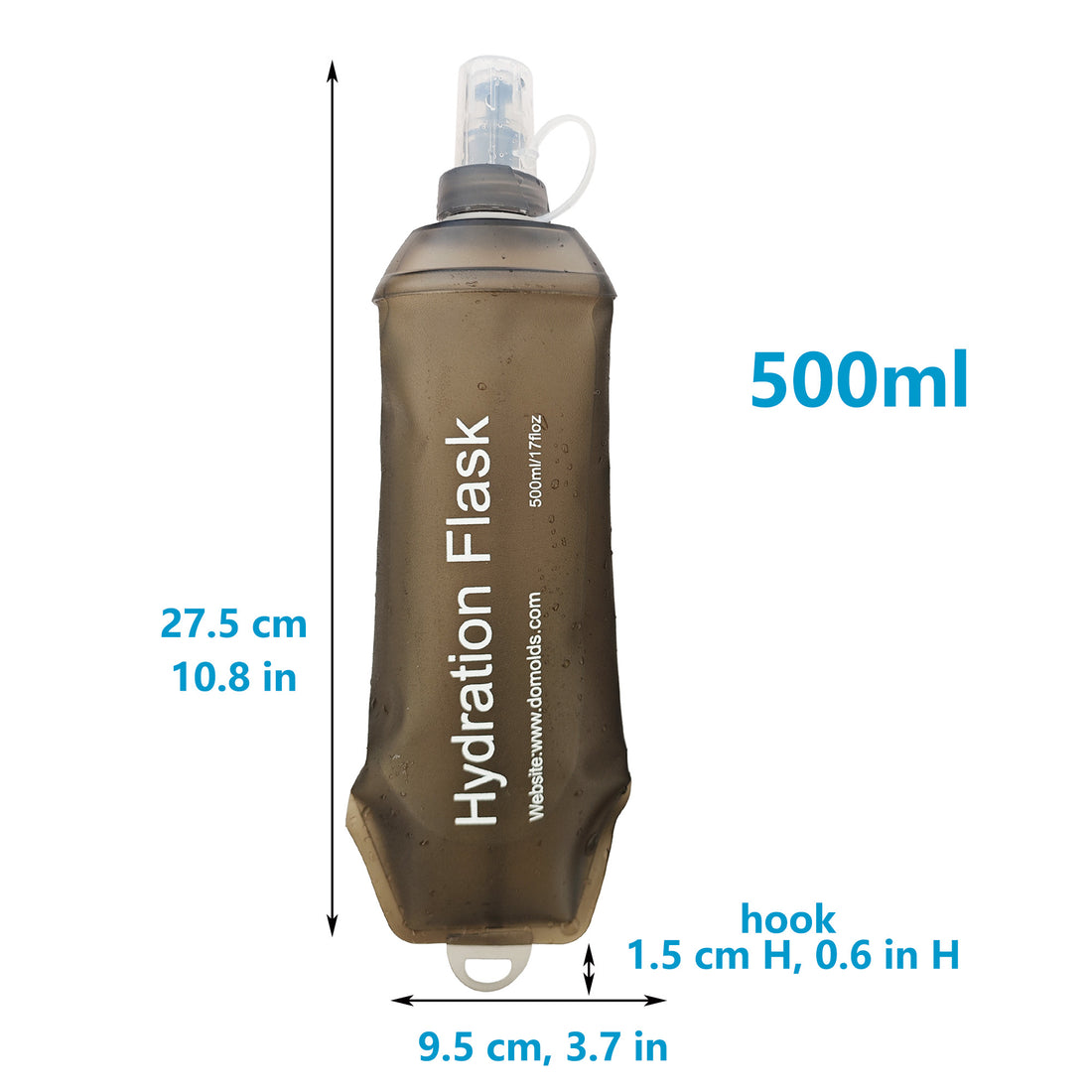 150ml 250ml 500ml Gray Recycable, food-graded, safety collapsible soft flask Collapsible Water Bottle Foldable Water Bottle Soft Flask 500ml for Running, Cycling, Camping, Hiking