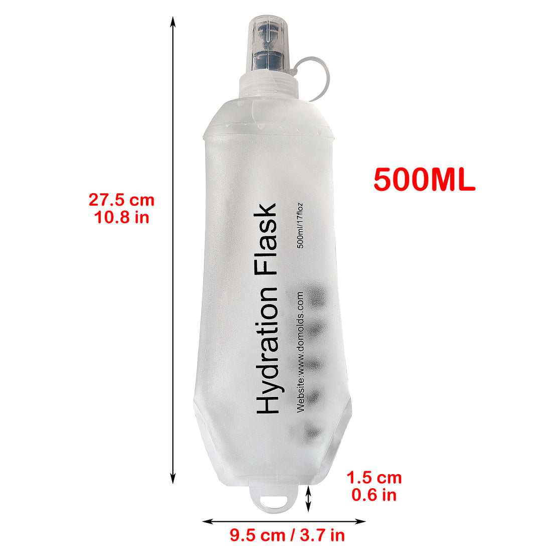 500ml 250ml 150ml See Through White Recycable, food-graded, safety collapsible soft flask hydration bottle FDA approved leakproof flask for camping, running, hiking etc
